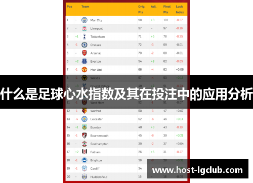 什么是足球心水指数及其在投注中的应用分析